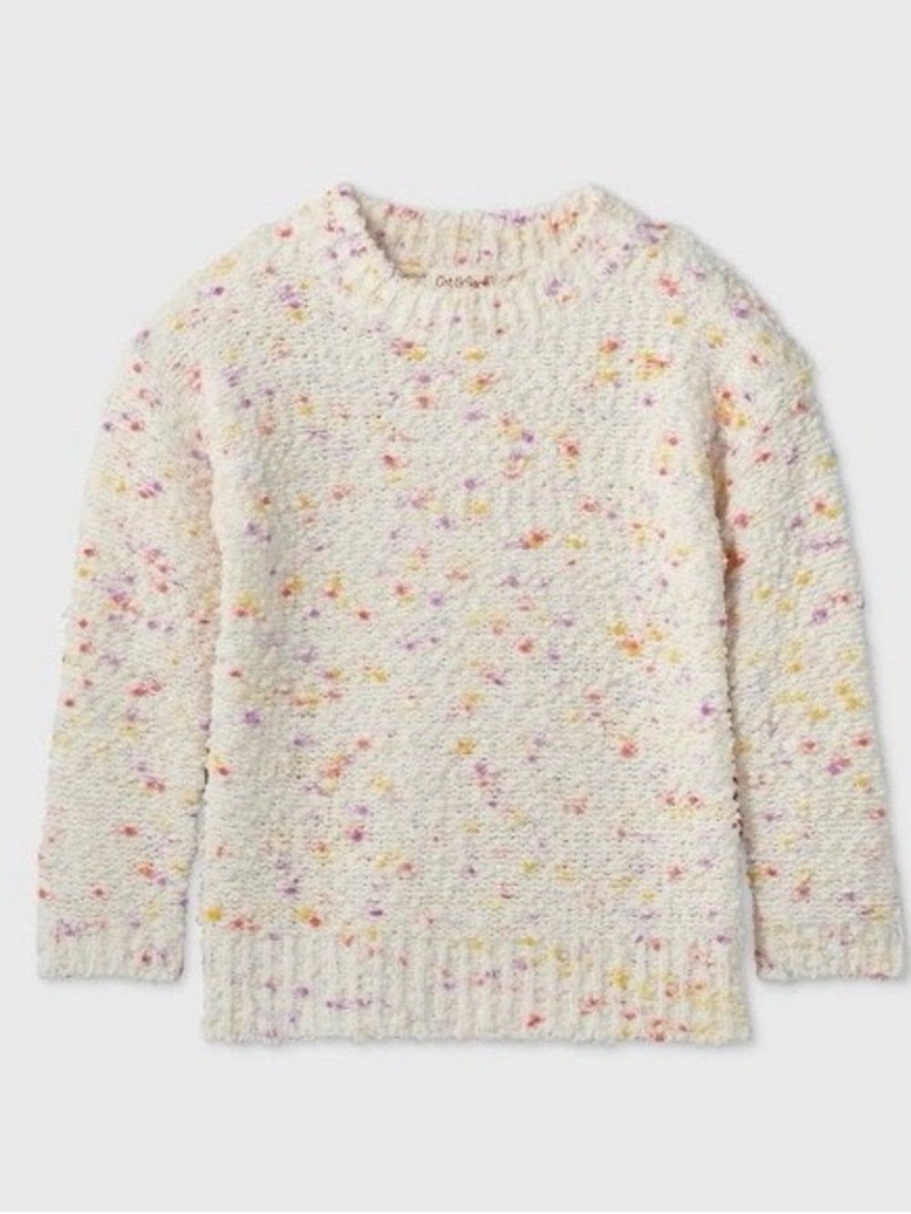 Cat & Jack Cream Bouclé Crewneck Sweater with Pastel Speckles
